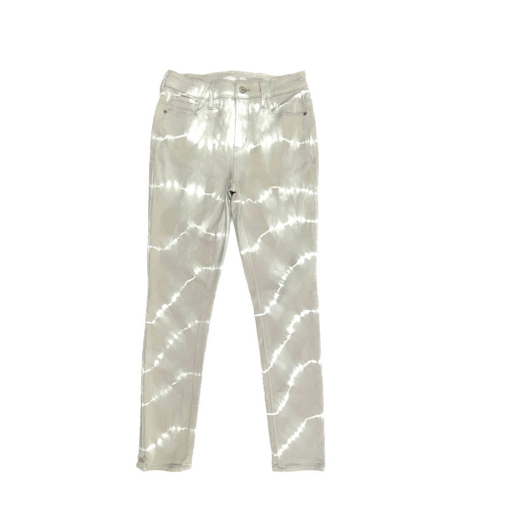Old Navy Rockstar Super Skinny High Rise Women's size 8 Gray White Tie Dye Jeans